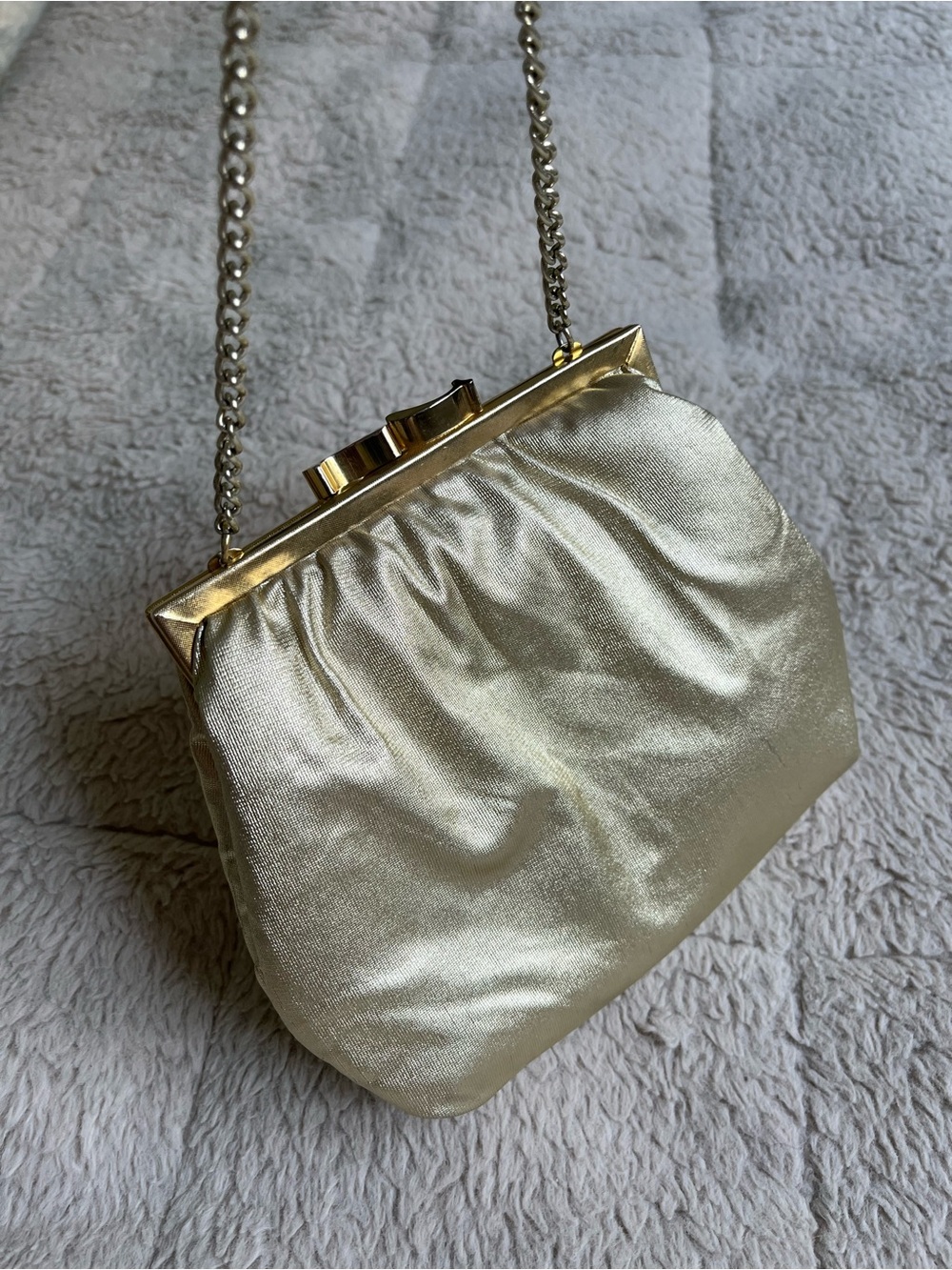 Vintage Gold Satin Evening Chain Mini Bag